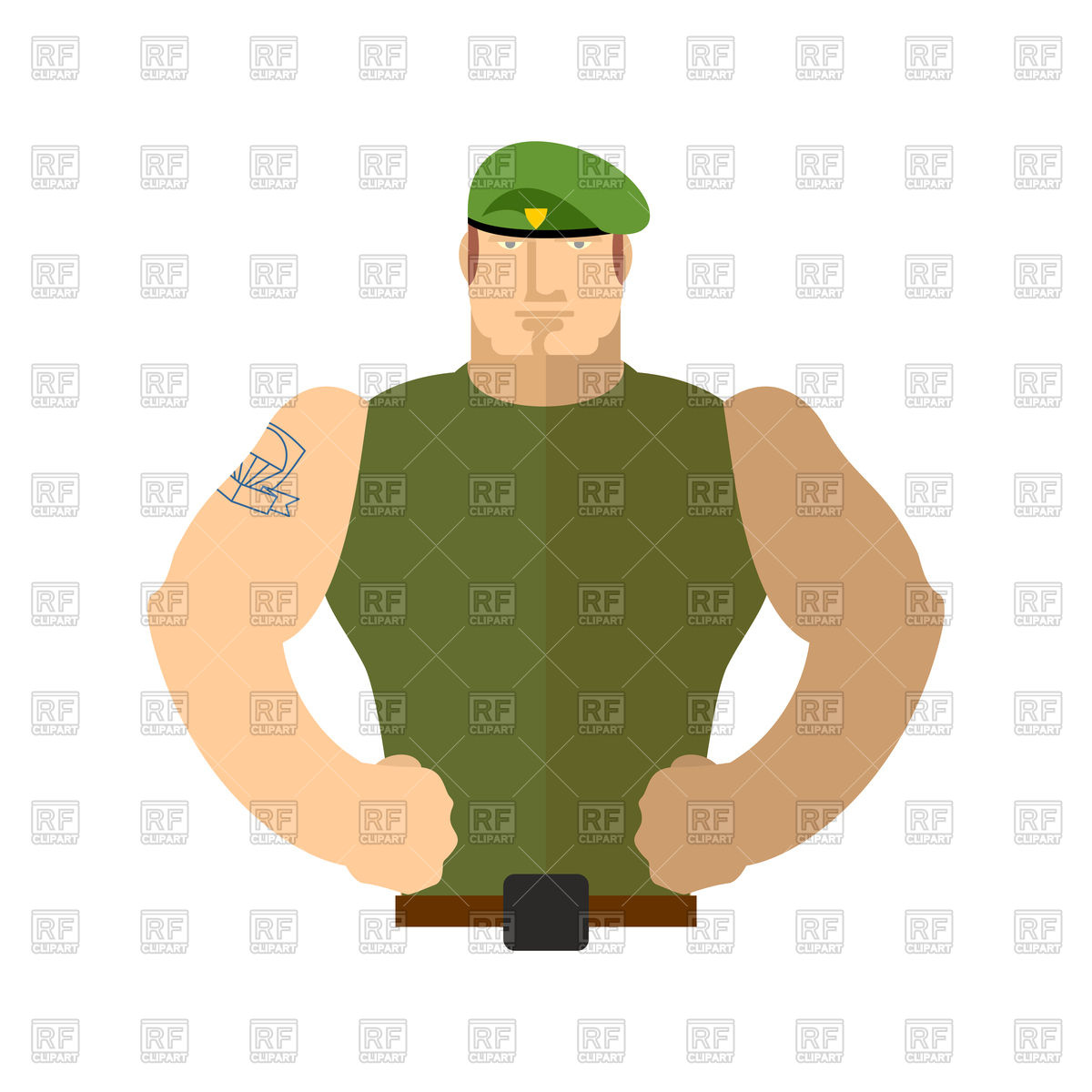 1200x1200 Soldier Portrait, Man In Military Green Beret Vector Image