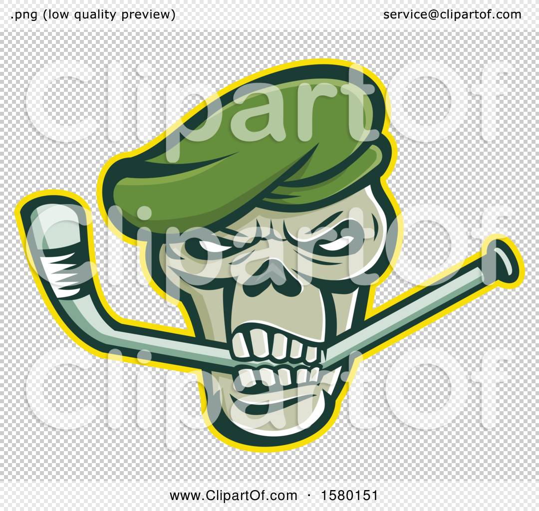 1080x1024 Clipart Of A Green Beret Skull Sports Mascot Biting An Ice Hockey