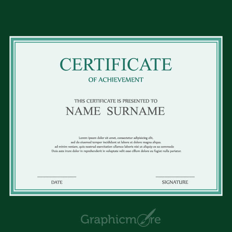 800x800 Simple Green Border Certificate Design Template Free Vector