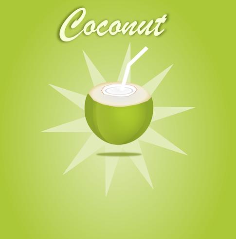 485x490 Coconut Water Open For Drink Green Fruit On Green Background