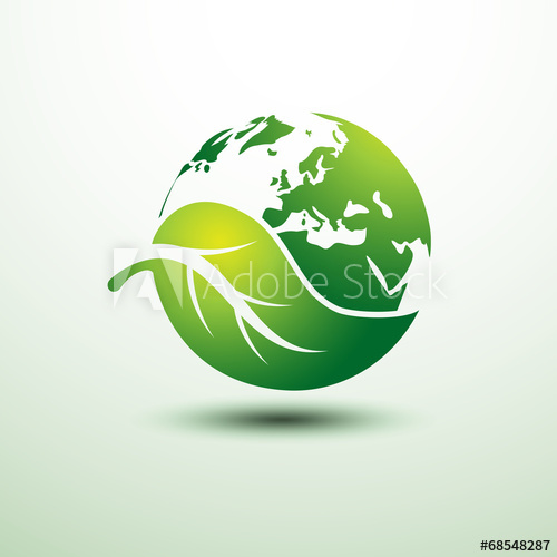 500x500 Green Earth Concept With Leaves,vector Illustration