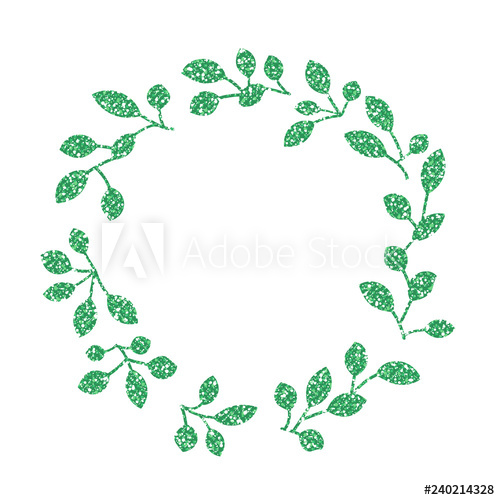 500x500 Leaf Frame Cute Green Glitter Vector