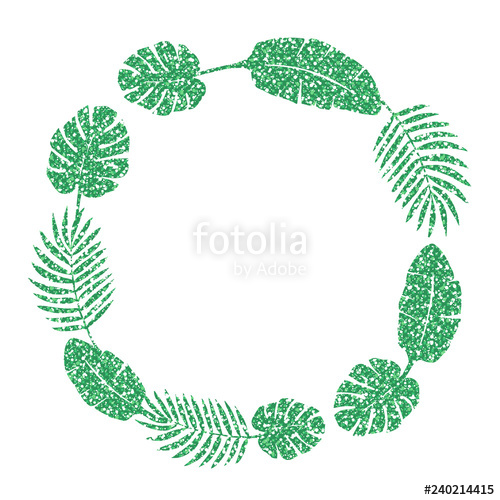 500x500 Leaf Frame Cute Green Glitter Vector Stock Image And Royalty