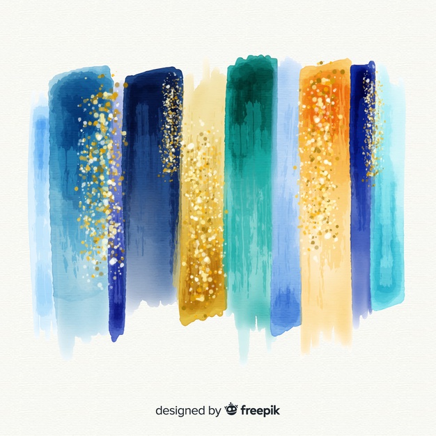 626x626 Watercolor Strokes With Glitter Vector Free Download