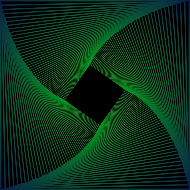 640x640 Blue And Green Gradient Line Circular Pattern On Black Backgroun