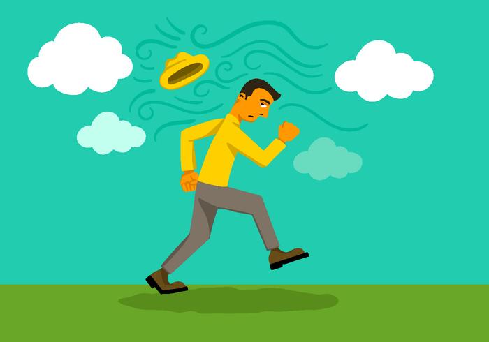 Windy Day Walking Man Vector 700x490 Windy Day Walking Man Vector