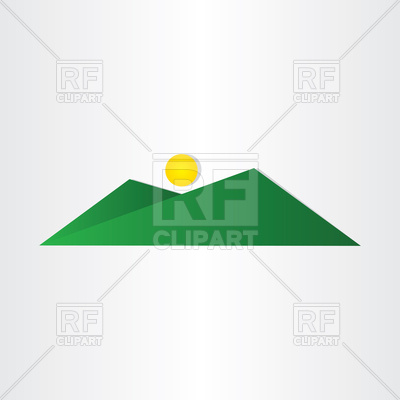 400x400 Abstract Green Mountain With Sun Icon Vector Image Of Icons
