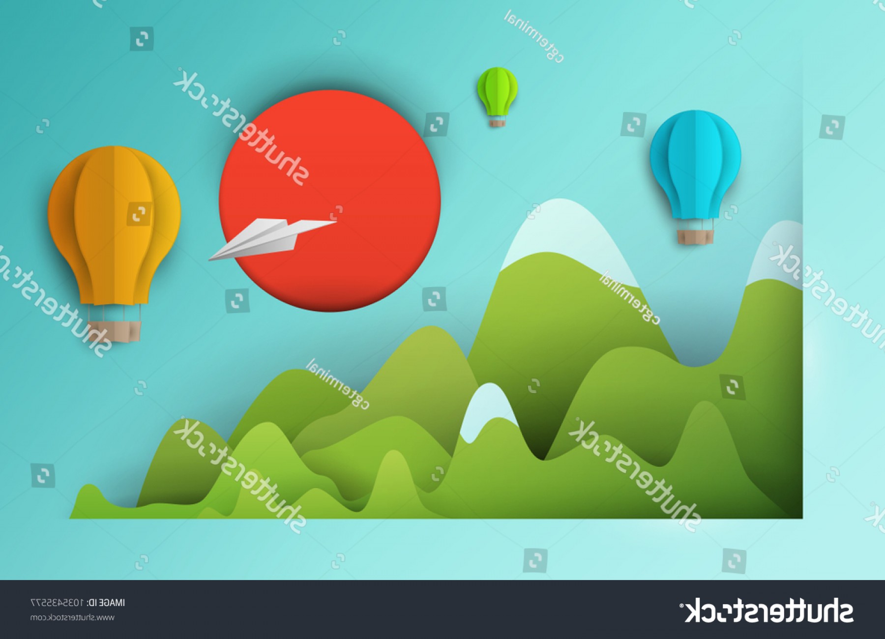 1800x1300 D Vector Paper Cut Green Mountain Newwaysys