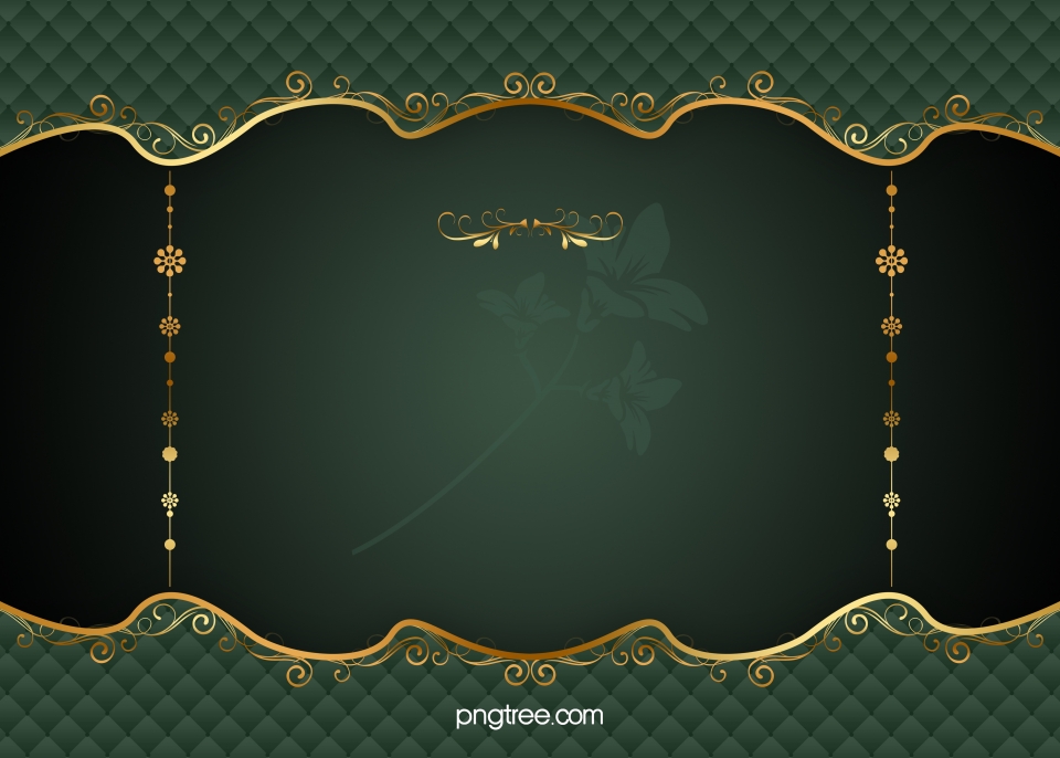 960x686 Green Gold Frame Vector European Pattern Background, Vector, Green