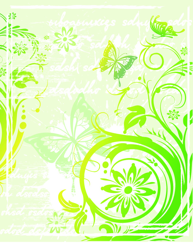 670x844 Green Butterfly Pattern