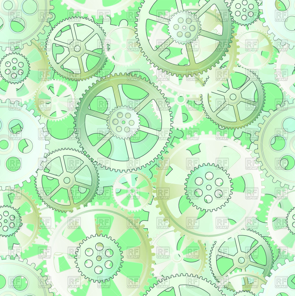 1196x1200 Green Gears On Green Background, Seamless Pattern Vector Image