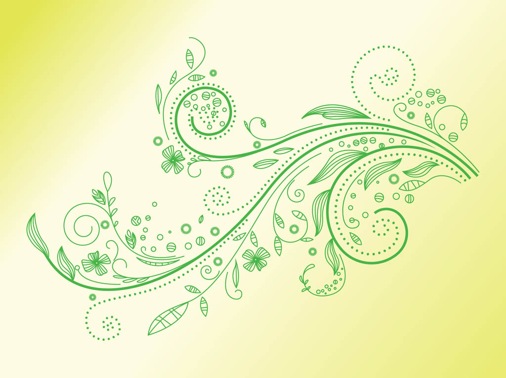 1024x765 Green Plant Swirl Vector Art Graphics