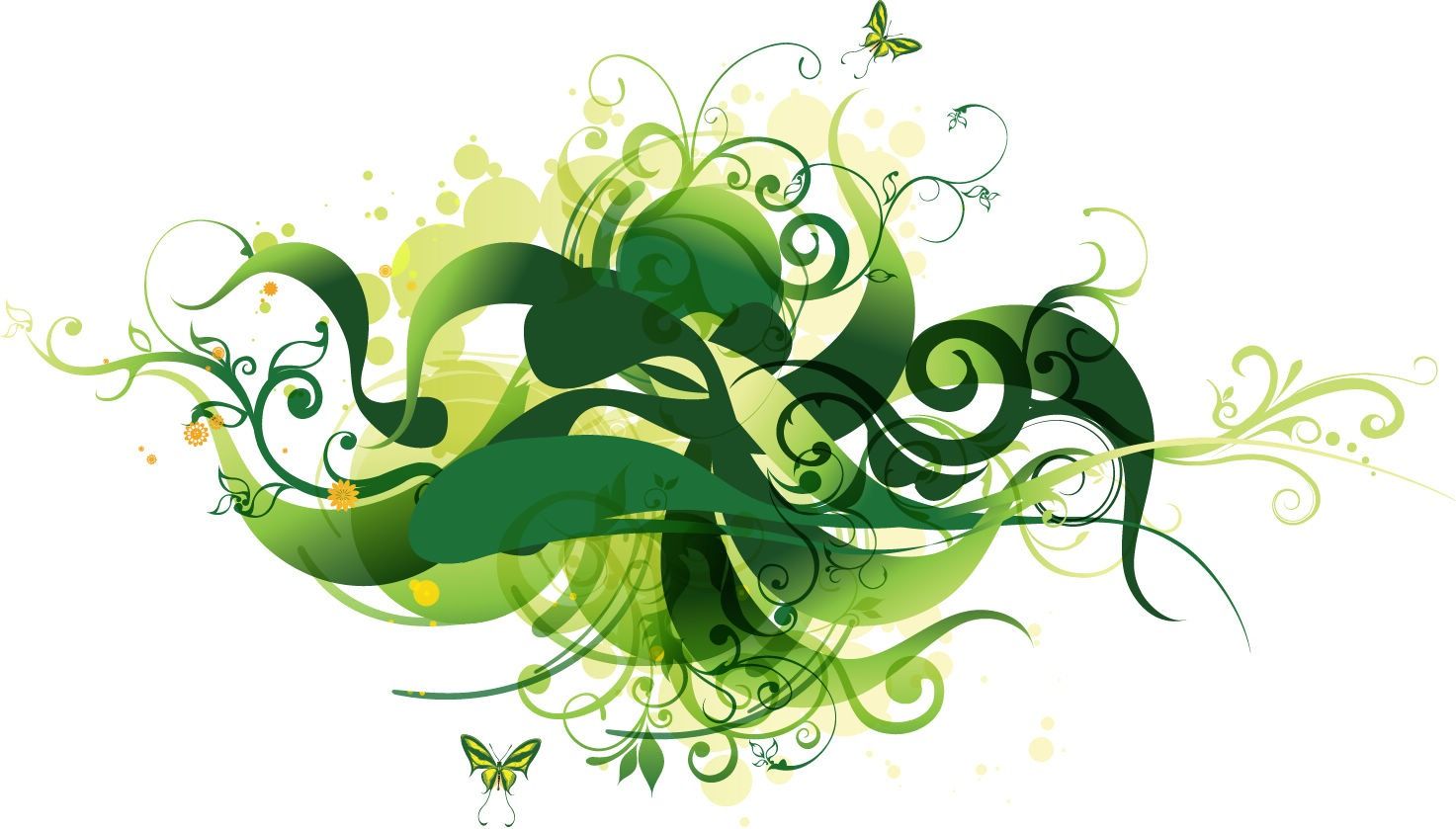 1473x839 Green Swirl Floral Vector Illustration Free Vector Graphics