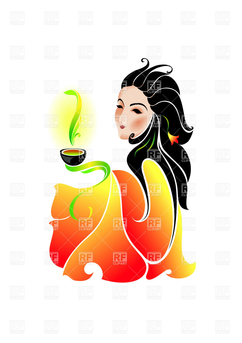 Woman Drinking Green Tea Vector Image Of People Dvarg 848x1200 Woman Drinking Green Tea Vector Image Of People Dvarg