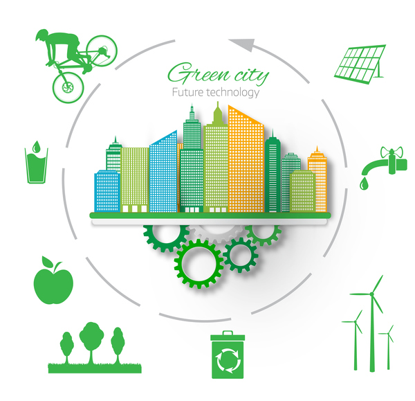 600x579 Future Technology With Green City Vector Free Download