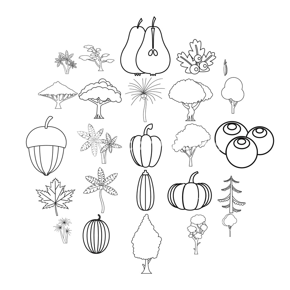 1000x1000 Greenery Icons Set Outline Set Of Greenery Vector Icons