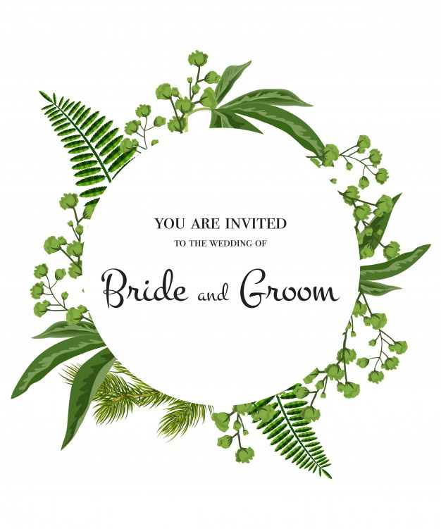 626x751 Wedding Invitation Lettering In Circle With Greenery On White