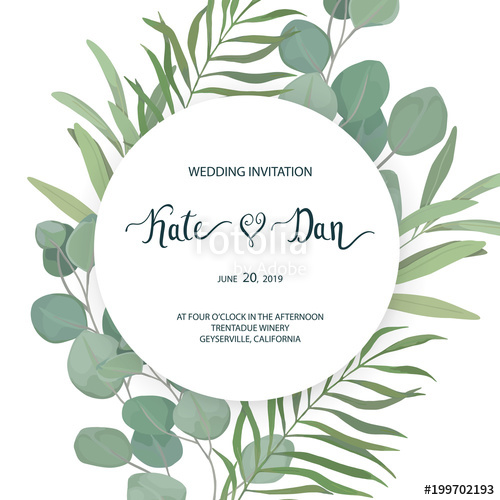 500x500 Floral Card With Eucalyptus Leaves Greenery Frame Rustic Style