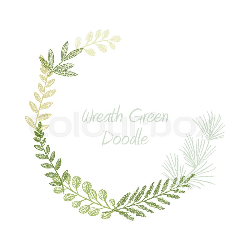 800x800 Greenery Scribble Hand Drawn Foliage Stock Vector Colourbox