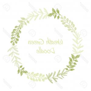 300x300 Photostock Vector Green Hand Drawn Leaves Wreath Vector Greeting