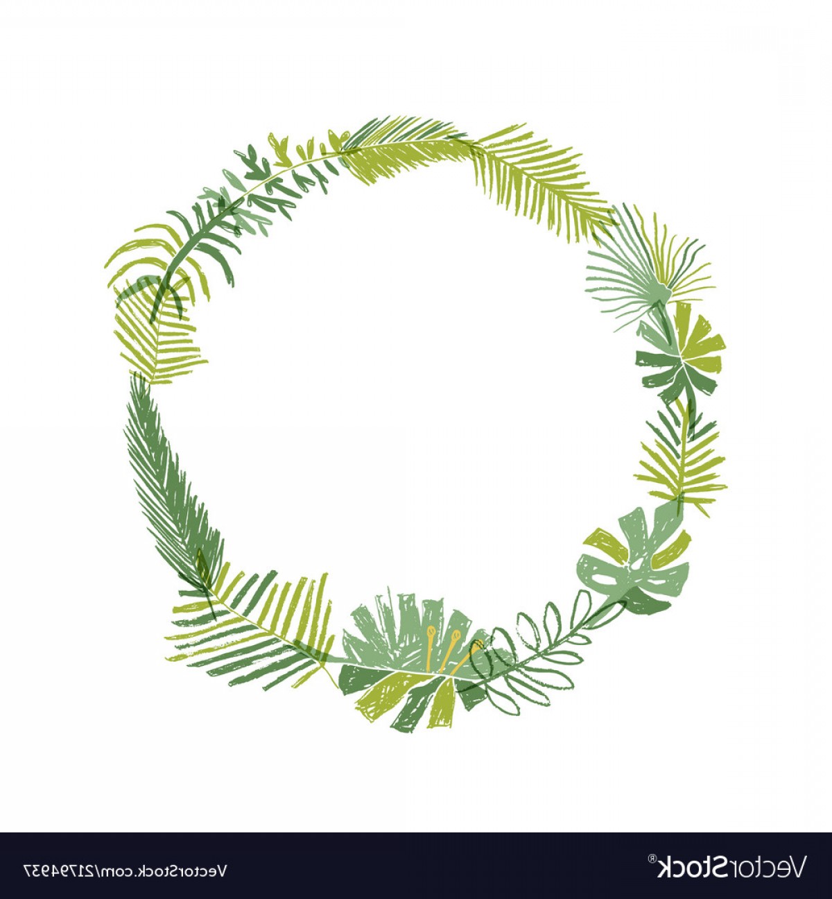 1200x1296 Tropical Flower Circle Greenery Wreath Vector Sarahgardan