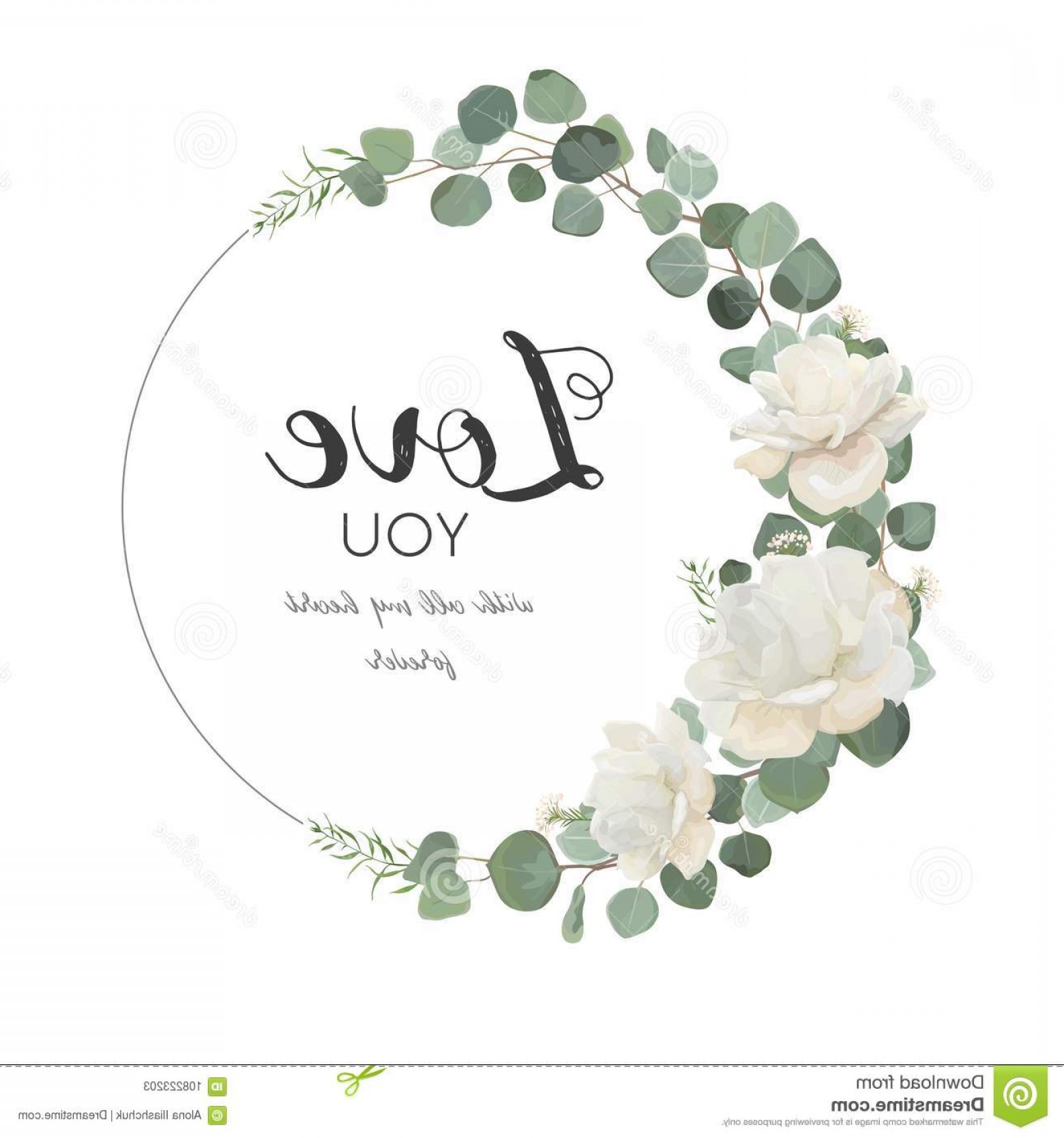 1560x1668 Vector Floral Design Card White Rose Cute Flower Eucalyptus Branch