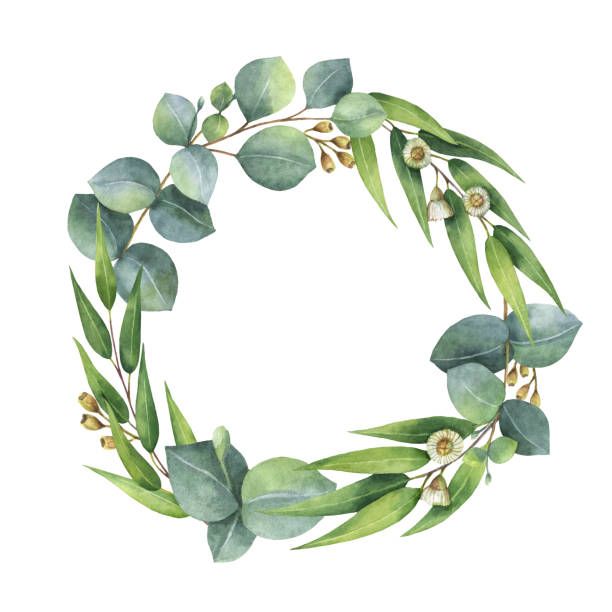 612x612 Water Colour Foliage Wreath Royalty Free Floral Wreath