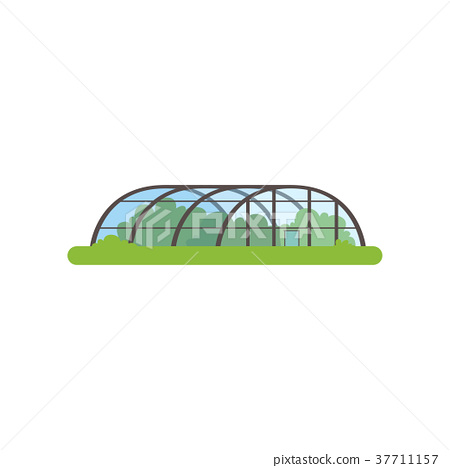 450x468 Greenhouse With Glass Walls, Farm Building Vector