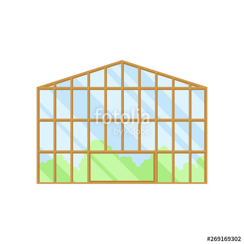 500x500 Large Glass Greenhouse Vector Illustration On White Background