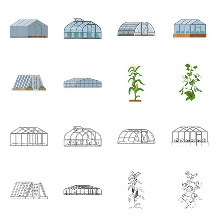 450x450 Vector Illustration Of Greenhouse And Plant Sign Collection