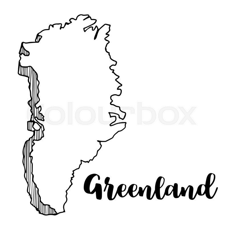 800x800 Hand Drawn Of Greenland Map, Vector Stock Vector Colourbox