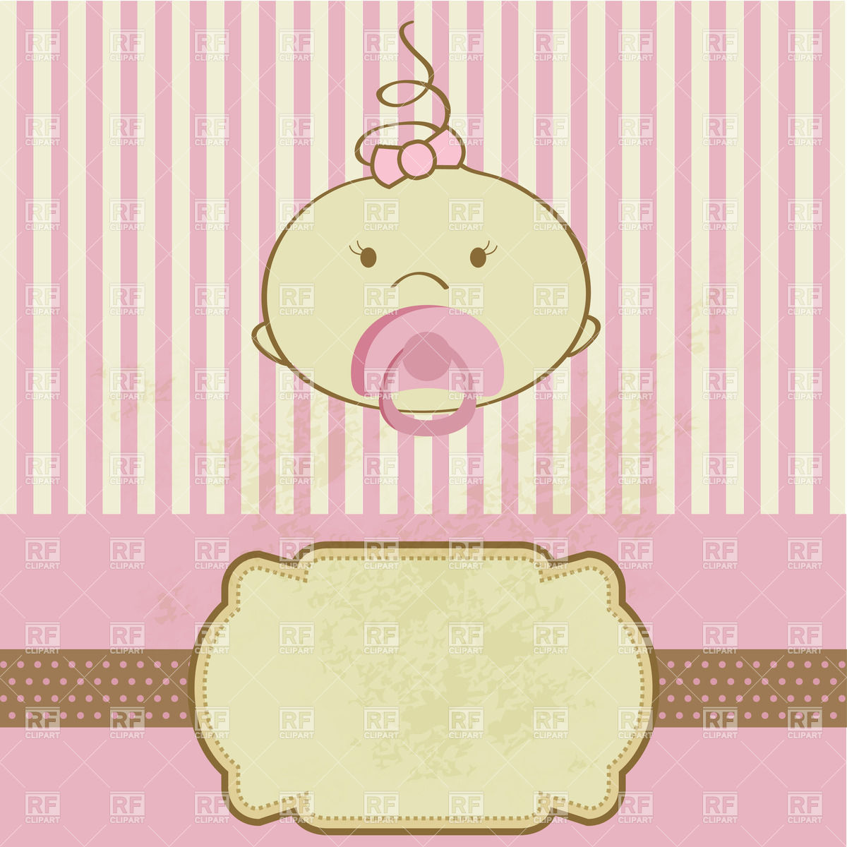 1200x1200 Pink Greeting Card With Baby Face With Pacifier Vector Image