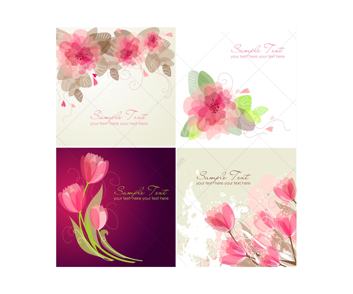 1200x1000 Vector Greeting Cards With Flowers