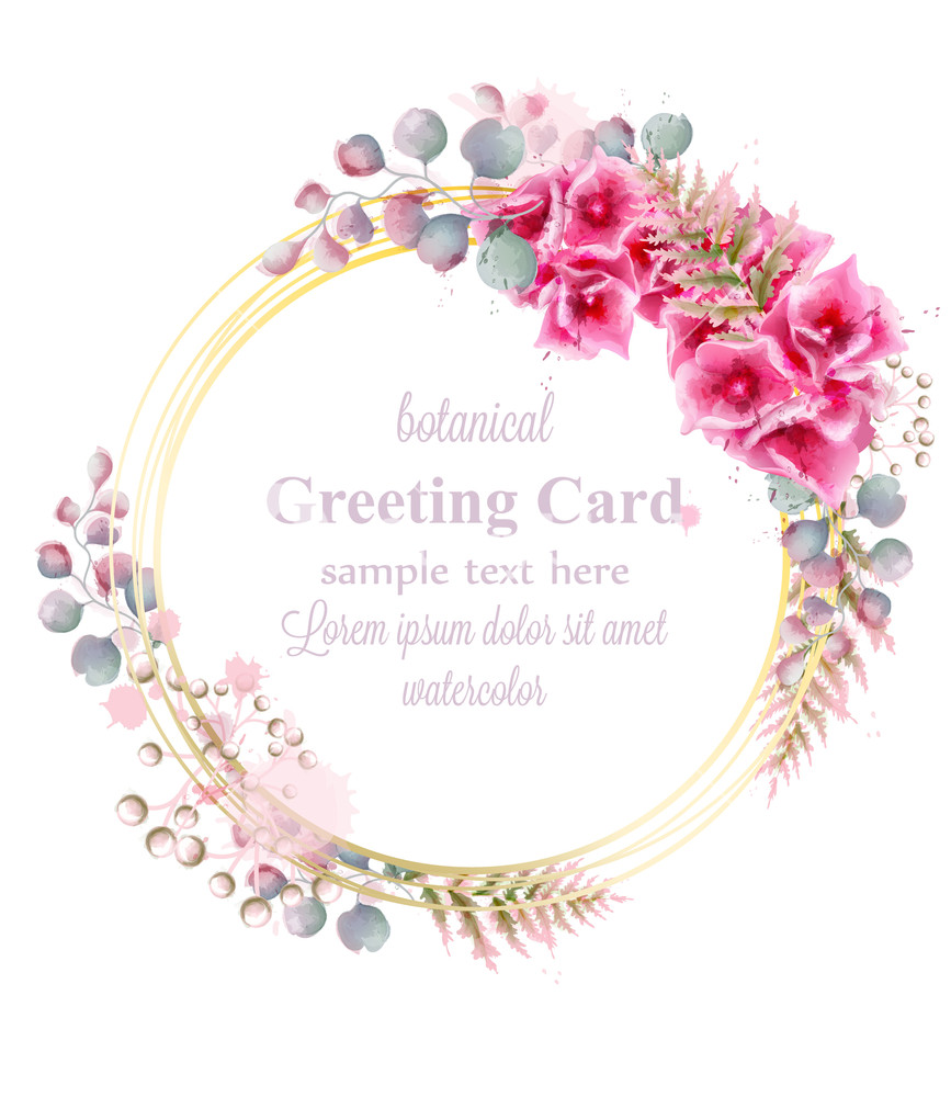 867x1000 Delicate Flowers Watercolor Wreath Frame Decor Vector Greeting
