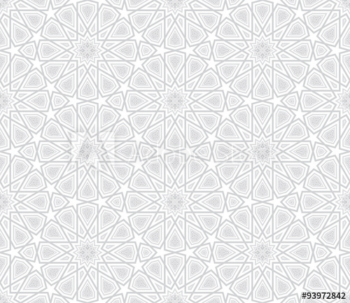 500x433 Arabesque Star Pattern, Light Grey Background, Vector Illustration