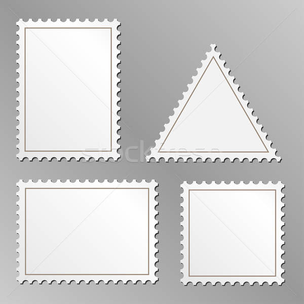 600x600 Vector Set Of Blank Postage Stamps Isolated On Grey Background