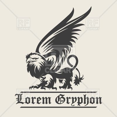 400x400 Hand Drawn Vintage Griffin, Mythological Winged Beast Emblem