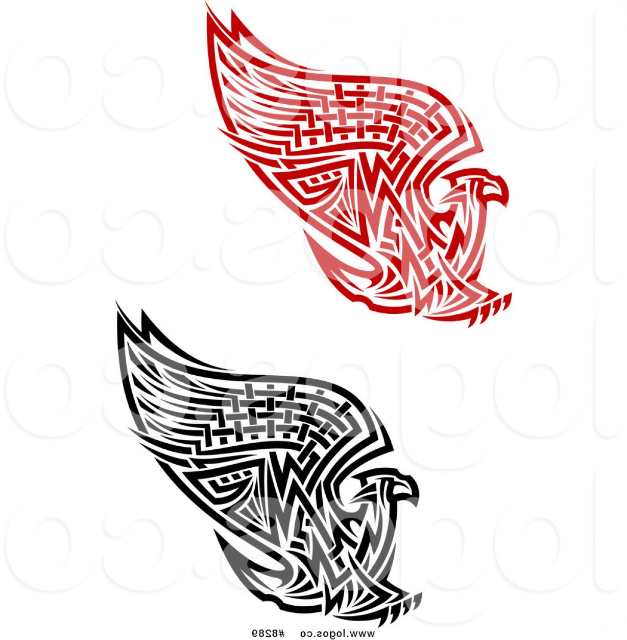 1228x1252 Royalty Free Vector Of Red And Black Tribal Griffins Or Eagle