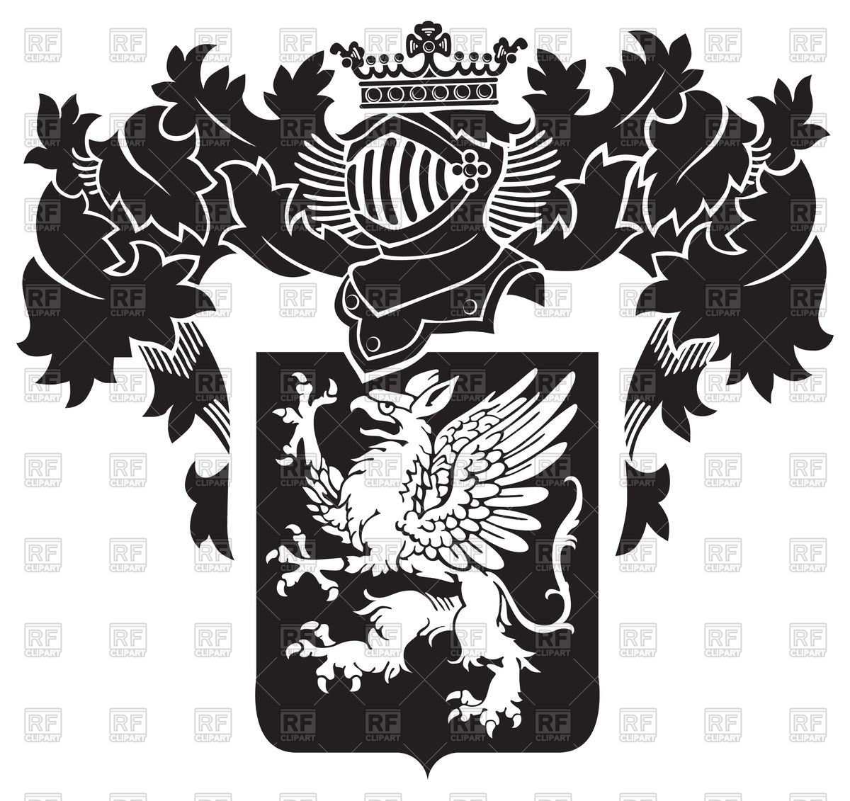 1200x1131 Black Medieval Coat Of Arms With Heraldic Griffin Vector Image