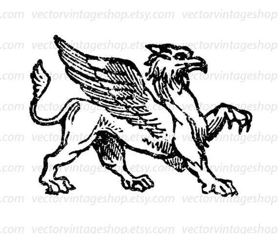 570x481 Griffin Vector Clipart Gryphon Mythology Clip Art Etsy