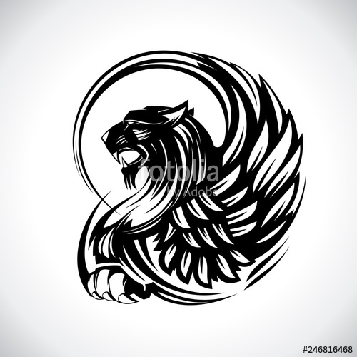 500x500 Griffin For Heraldry Or Tattoo, Vector Design Stock Image