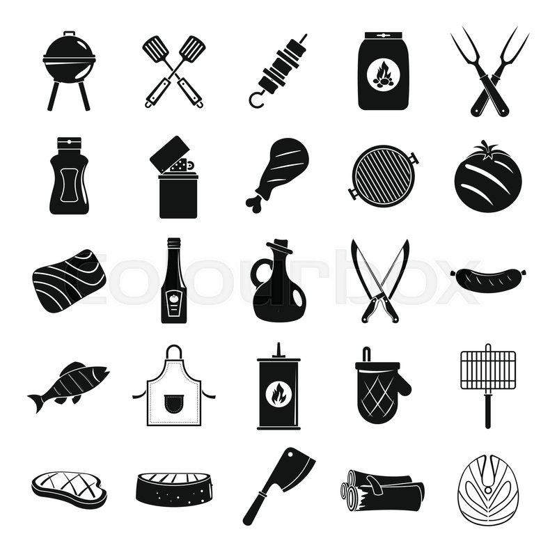 800x800 Bbq Grill Black Simple Silhouette Stock Vector Colourbox