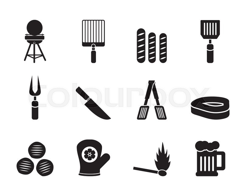 800x628 Silhouette Picnic, Barbecue And Grill Stock Vector Colourbox