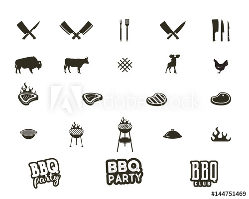 500x400 Vector Steak House And Grill Silhouette Textured Icons Black