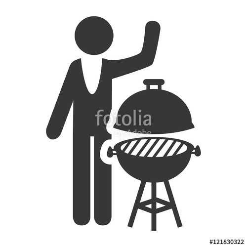 500x500 Avatar Man With Barbecue Grill Icon Silhouette Vector