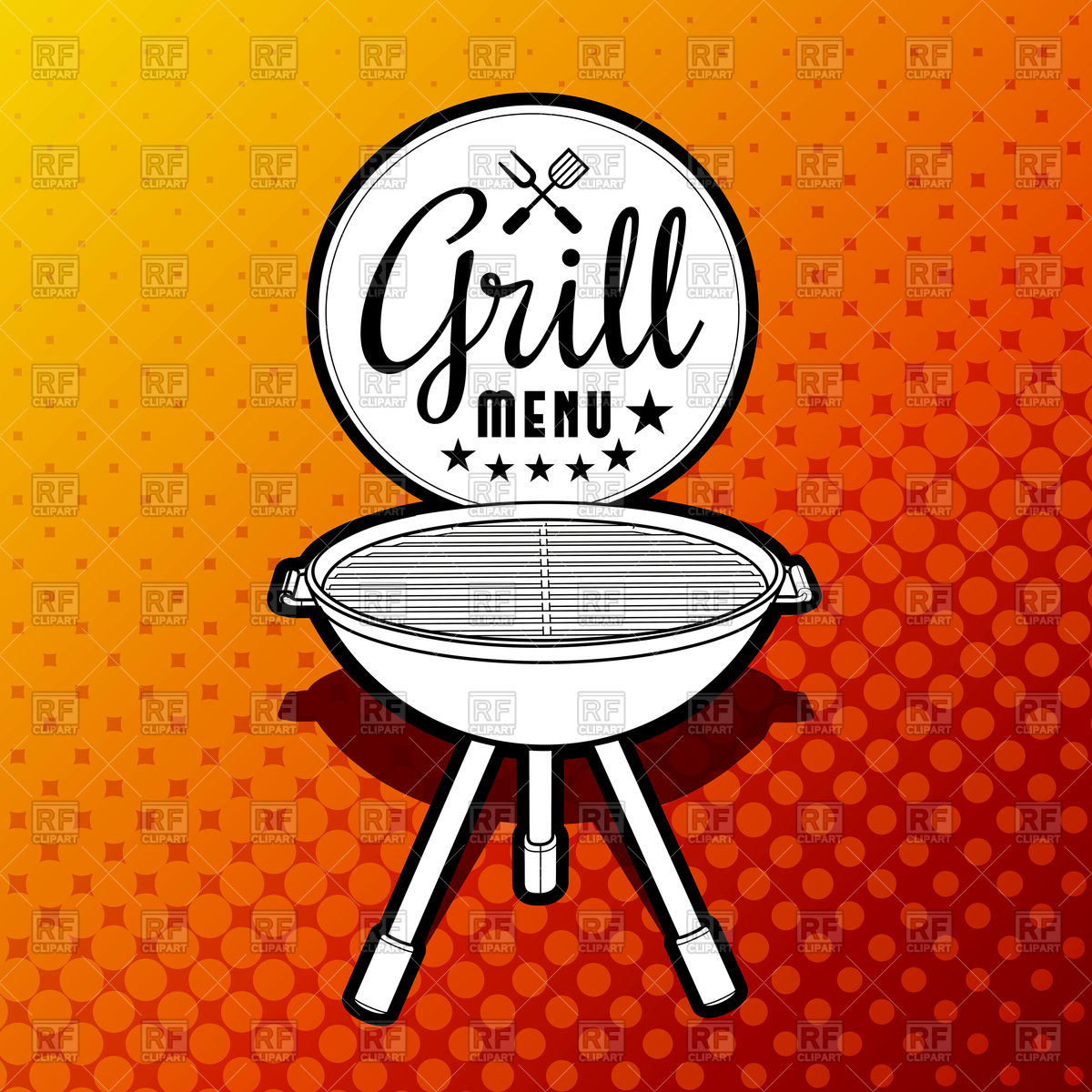 Barbecue Grill On Yellow Vintage Background Vector Image Of Food 1200x1200 Barbecue Grill On Yellow Vintage Background Vector Image Of Food