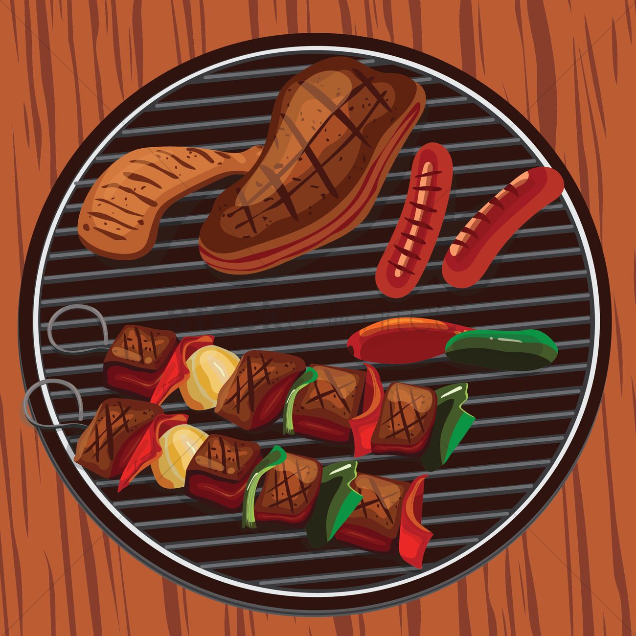 Food On Barbecue Grill Vector Image 1300x1300 Food On Barbecue Grill Vector Image