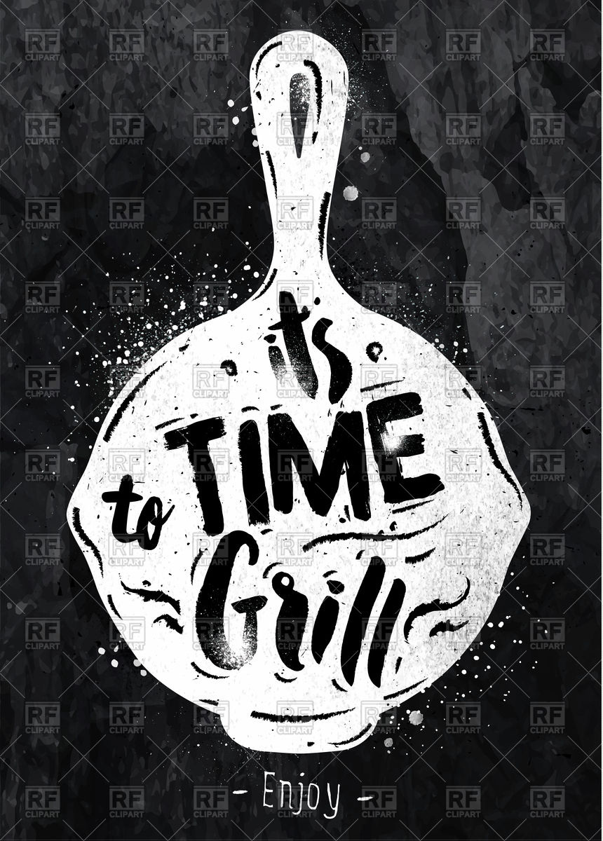 Poster With Pan Lettering Its Time To Grill Vector Image Of Fonts 860x1200 Poster With Pan Lettering Its Time To Grill Vector Image Of Fonts