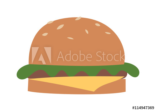 500x356 Big Hamburger On White Background And Burger Vector Illustration