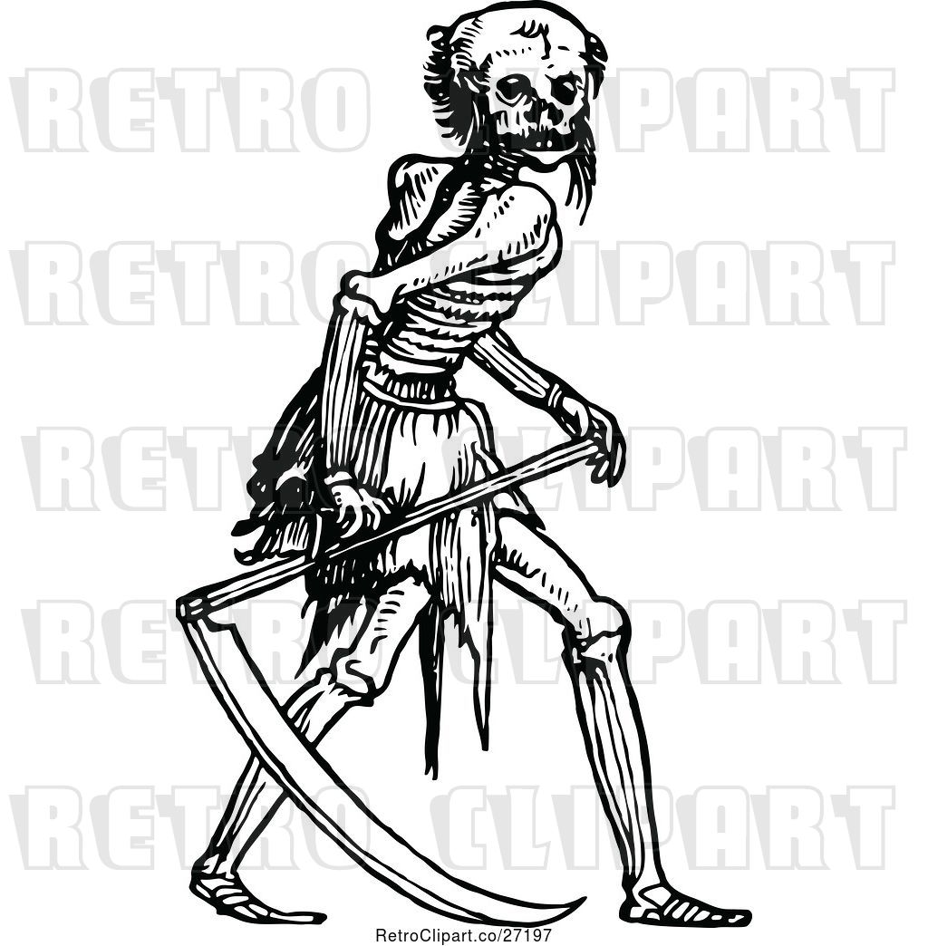 1024x1044 Vector Clip Art Of Retro Skeleton Grim Reaper And Scythe